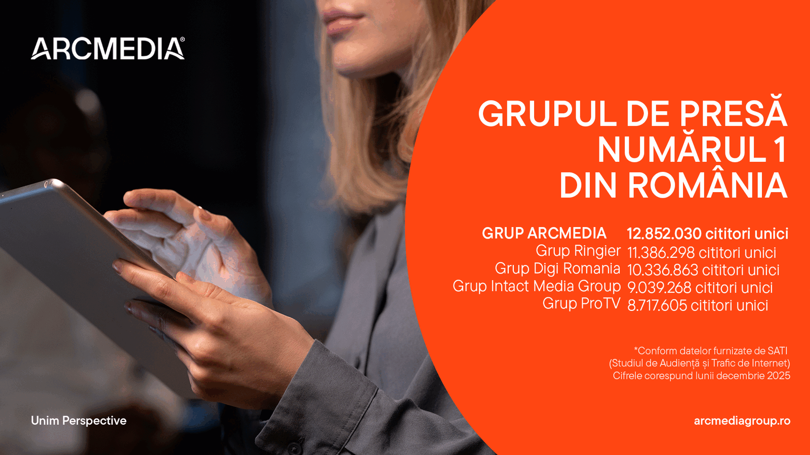 ARCMEDIA devine lider absolut online în România, înregistrând cele mai bune cifre de audiență în decembrie 2025 Când vine vorba despre influența mediatică în România, puține grupuri pot să se ridice la nivelul ARCMEDIA