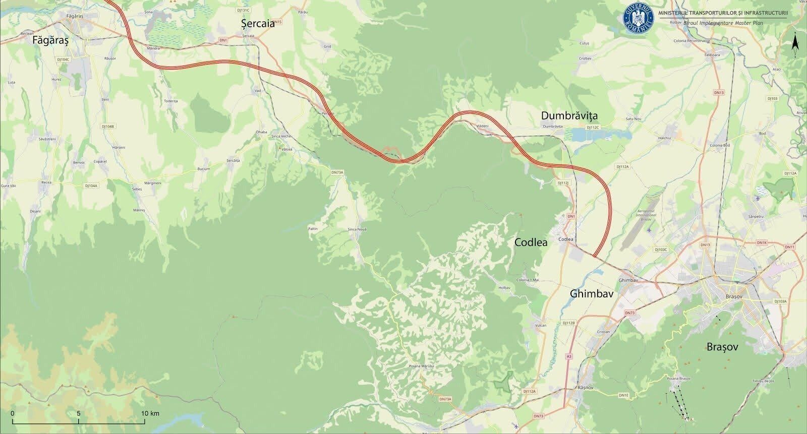 Costul autostrăzii Brașov-Făgăraș a scăzut cu peste 2 mld. lei, investiția ajungând la 7,6 mld. lei