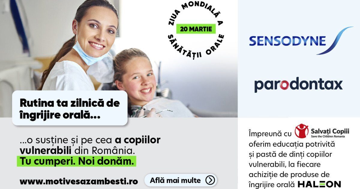 Mii de copii vulnerabili din comunitățile defavorizate din România vor beneficia, în următoarele luni, de produse de igienă orală, într-un proiect susținut de parteneriatul dintre Haleon România și organizația Salvați Copiii