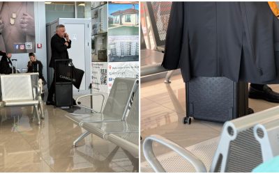 Barbu, ministrul PSD, etalează o valiză Louis Vuitton de lux