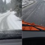 Camion blocat în zăpadă lângă Cavnic, Maramureș, pe 21 aprilie