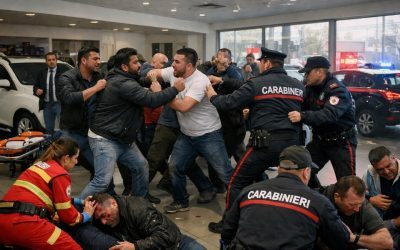 Bătaie ca-n filme într-un dealer auto din Italia: români, indieni, pakistanezi, spital