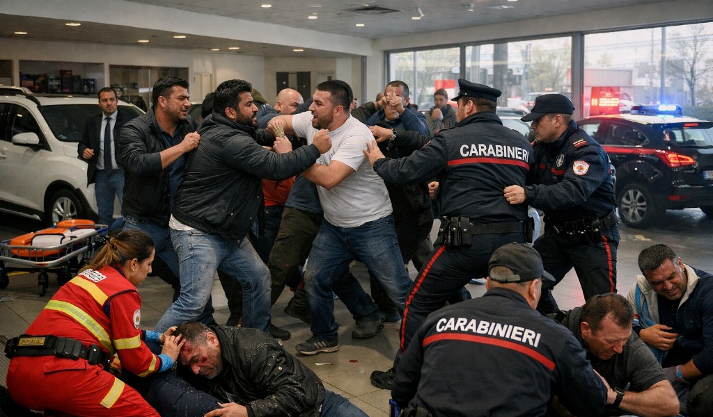 Bătaie ca-n filme într-un dealer auto din Italia: români, indieni, pakistanezi, spital