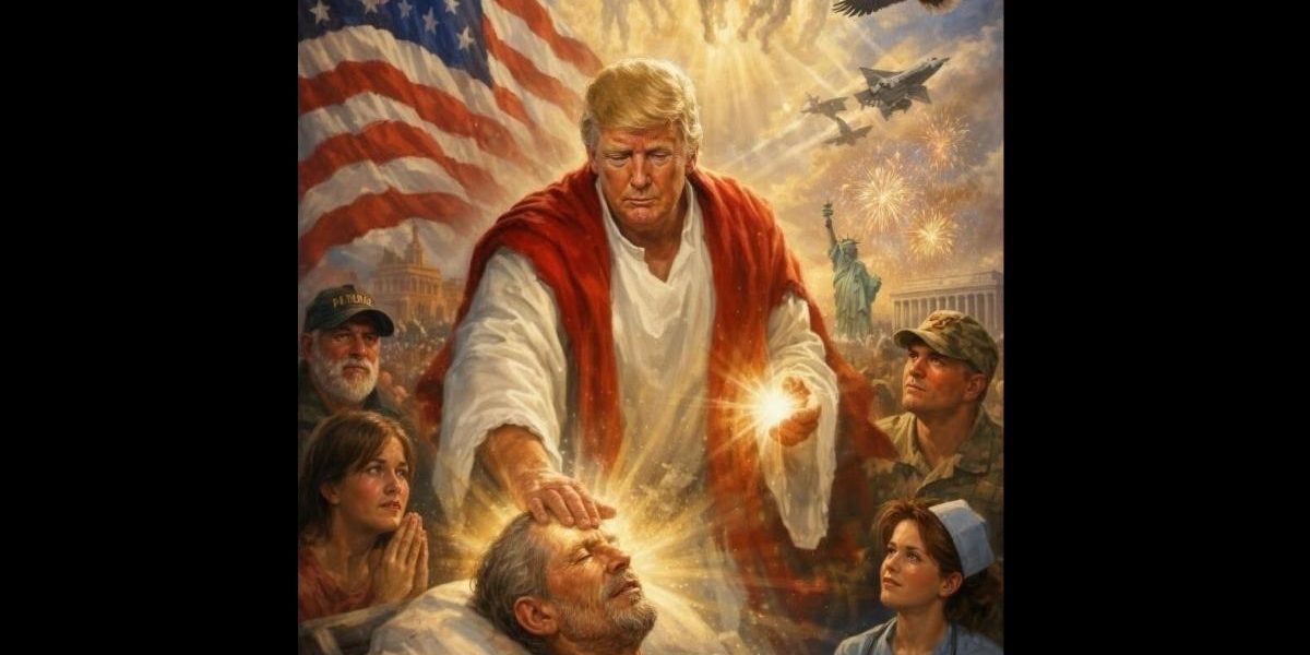 Trump sfidează Vaticanul: Imagine controversată cu el ca Isus, avioane de luptă