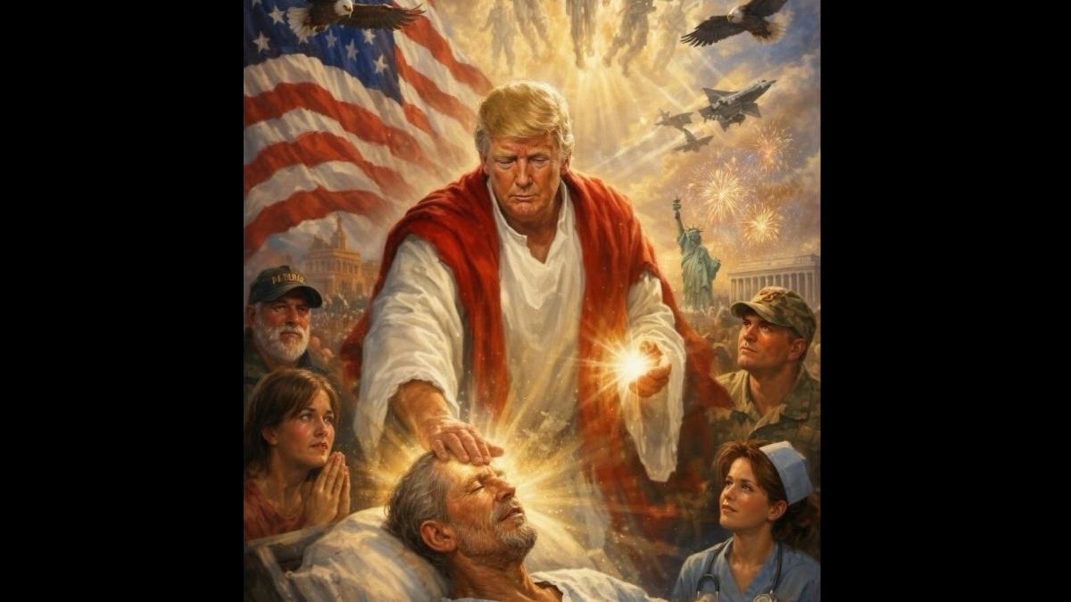 Trump sfidează Vaticanul: Imagine controversată cu el ca Isus, avioane de luptă