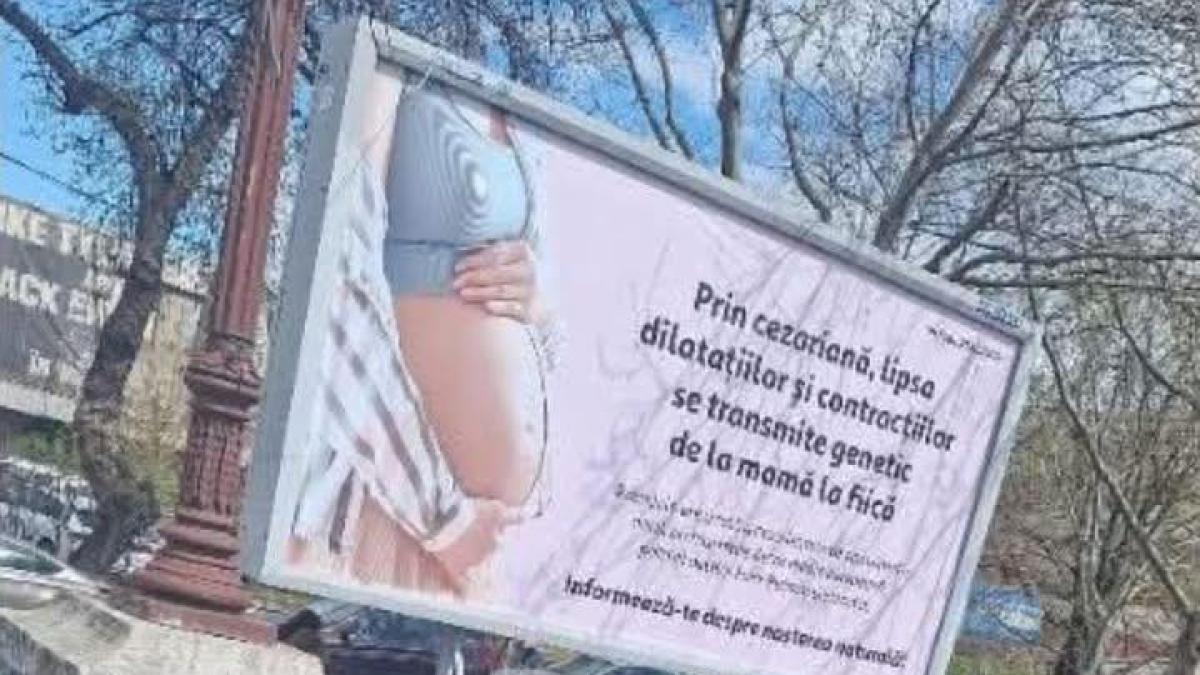 Panouri cu dezinformări despre cezariană în București, denunțate de USR