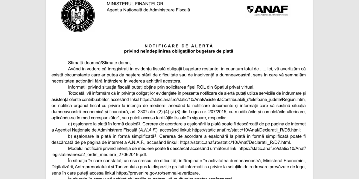 ANAF trimite notificări prinpoştal fermelor datornice la taxe