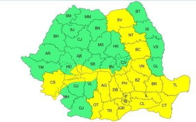 Alertă meteo: Averse și grindină duminică în mai multe regiuni