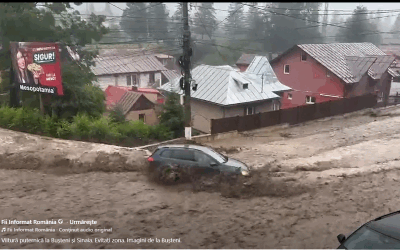 Bușteni: Viitura s-a retras, traficul pe DN1 a fost reluat, pompierii la datorie