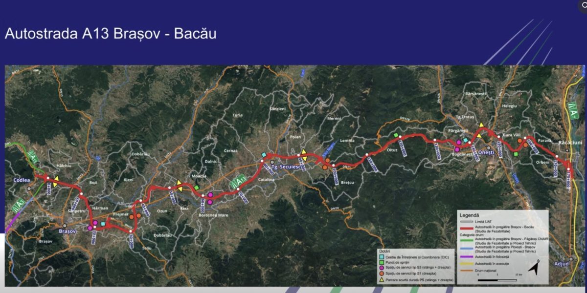 A13 Brașov-Bacău: 174 km de autostradă spre Moldova