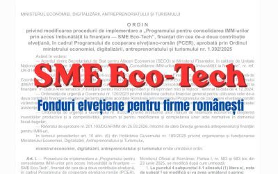 Fonduri Elvețiene: Eliminată o șicană pentru IMM-uri, 288 milioane lei