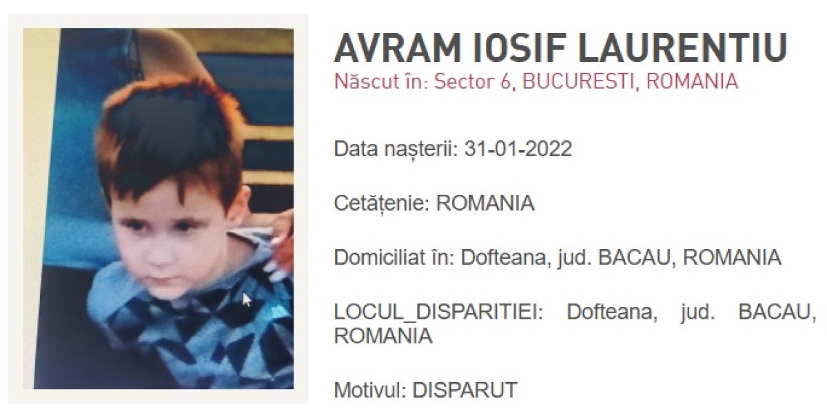 Copil dispărut la Bacău: 250 de oameni, drone și elicopter în căutări.